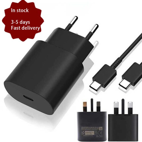 High Quality 25W 45W  Plug Super Fast Charging Adapter Mobile Phone  Charger USB C to C Cable for Samsung all premium models